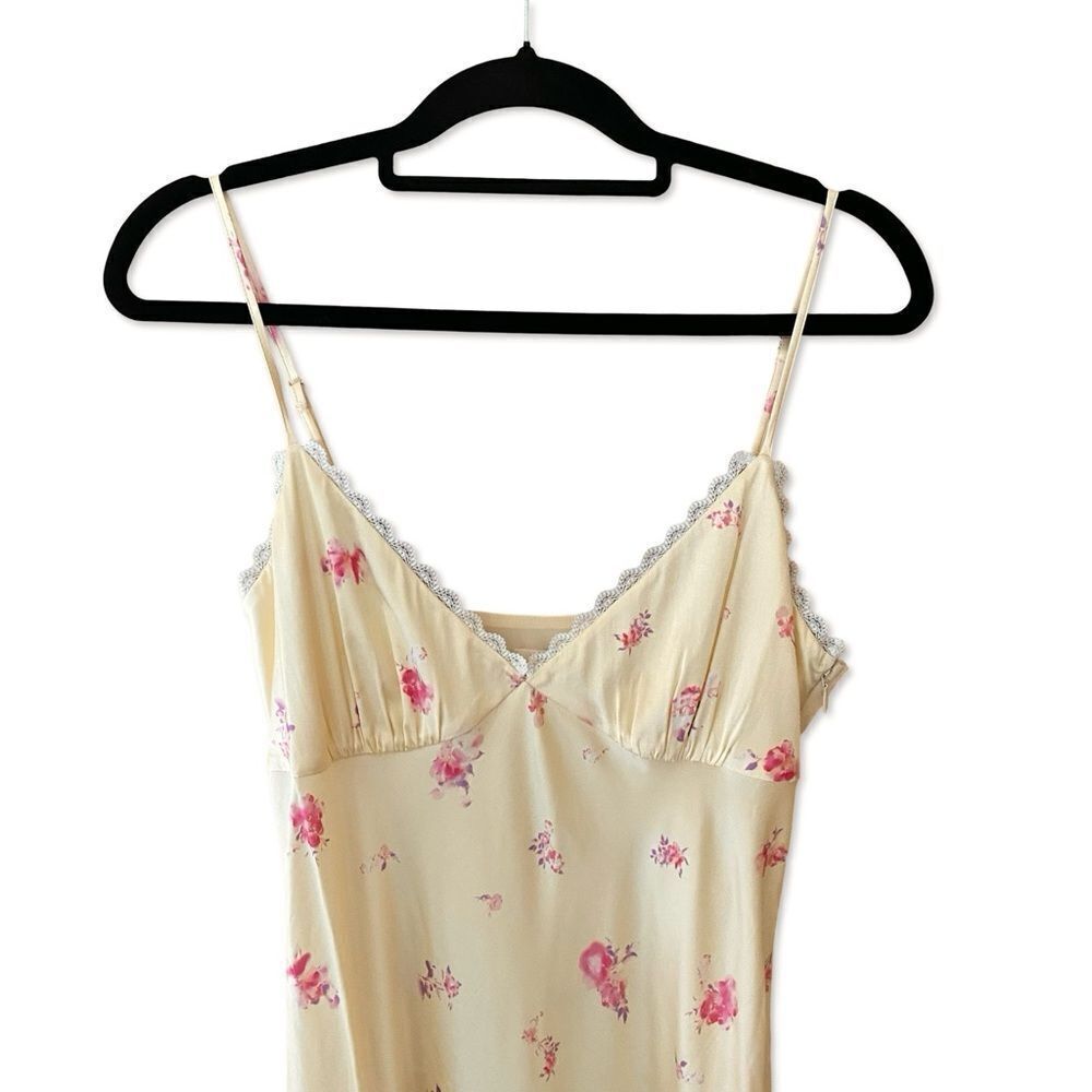 NWT Tularosa Molly Midi Dress Country Floral lingerie slip yellow Revolve XS - Picture 11 of 13